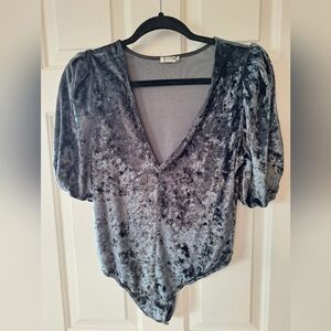 Free People Charcoal Velvet Bodysuit
